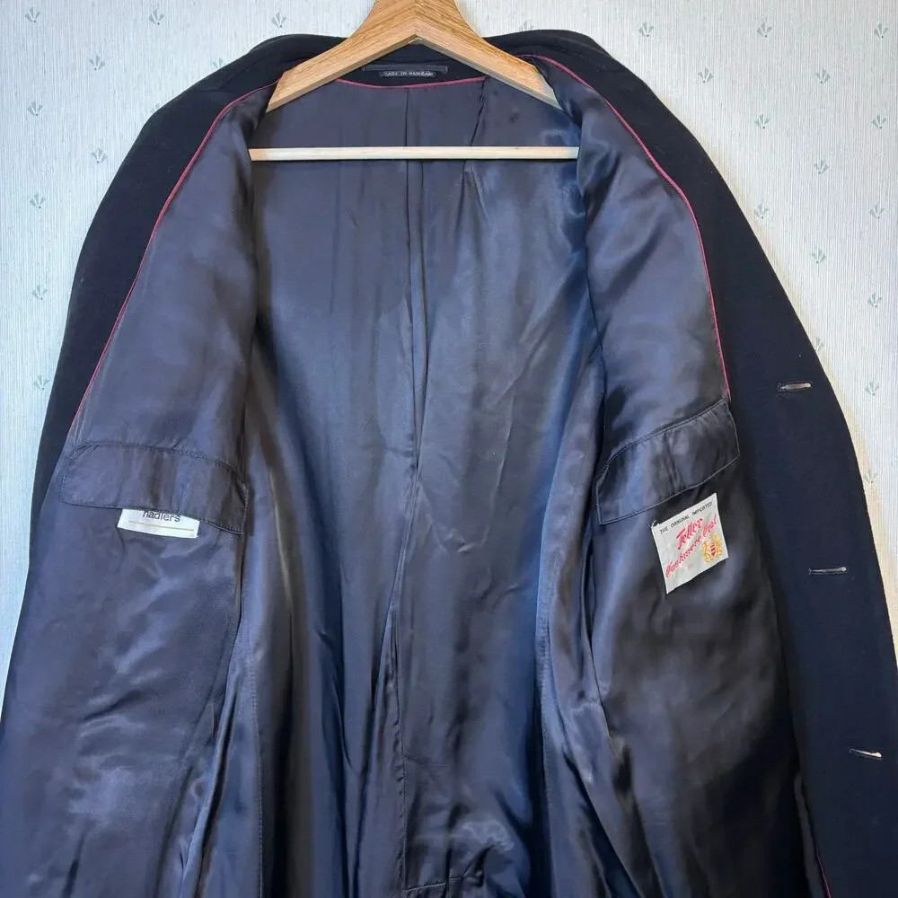 Teller Cashmere Mens Long Overcoat size Large Black Structure Luxury Minimalist